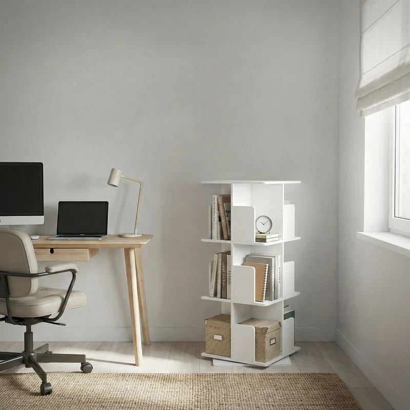 ML-Design | Bücherregal 360° drehbare mit Ebenen & Fächern, freistehend Standregal