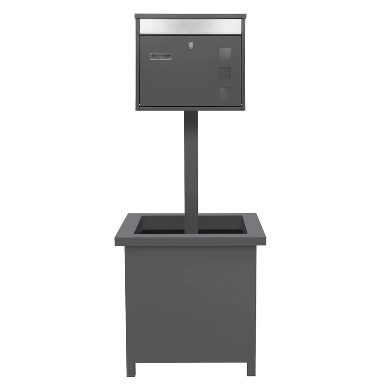 ML-DESIGN | Standbriefkasten freistehend mit Planzkasten in verschiedenen Designs 120 cm hoch Edelstahl Standfuß in Anthrazit