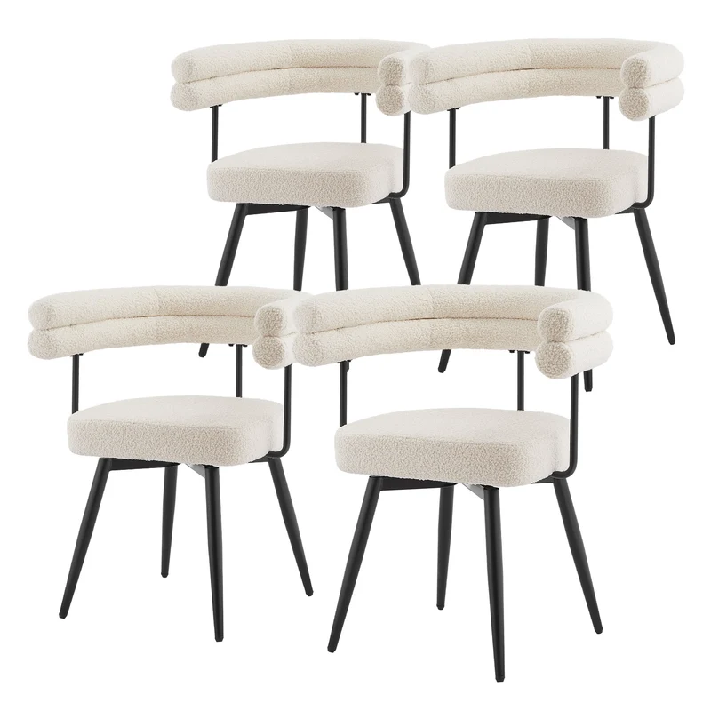 ML-Design | Esszimmerstühle Set 360° drehbar mit Armlehnen und Rückenlehnen, 63x55x75 cm in Teddy-Stoff, Küchenstuhl