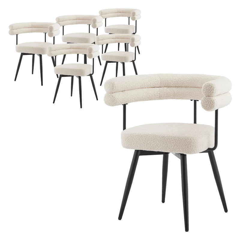 ML-Design | Esszimmerstühle Set 360° drehbar mit Armlehnen und Rückenlehnen, 63x55x75 cm in Teddy-Stoff, Küchenstuhl
