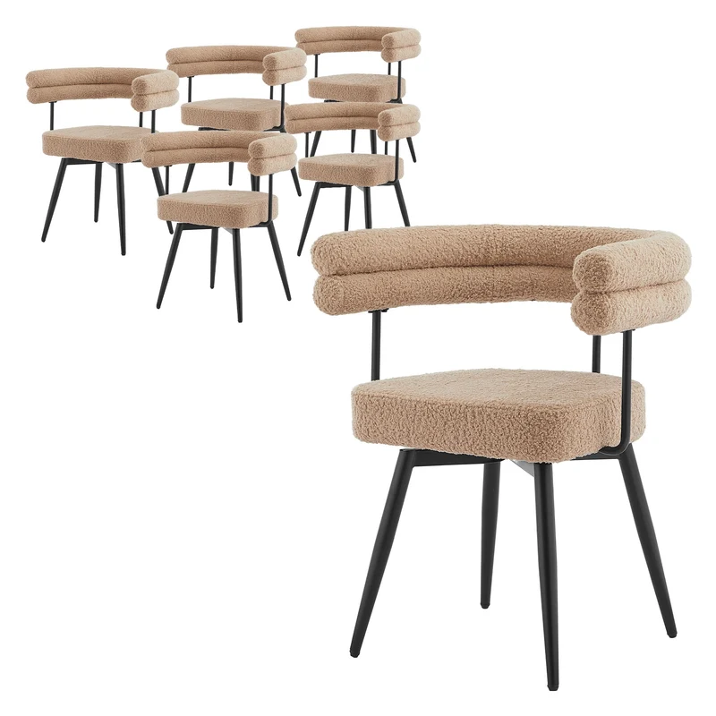 ML-Design | Esszimmerstühle Set 360° drehbar mit Armlehnen und Rückenlehnen, 63x55x75 cm in Teddy-Stoff, Küchenstuhl