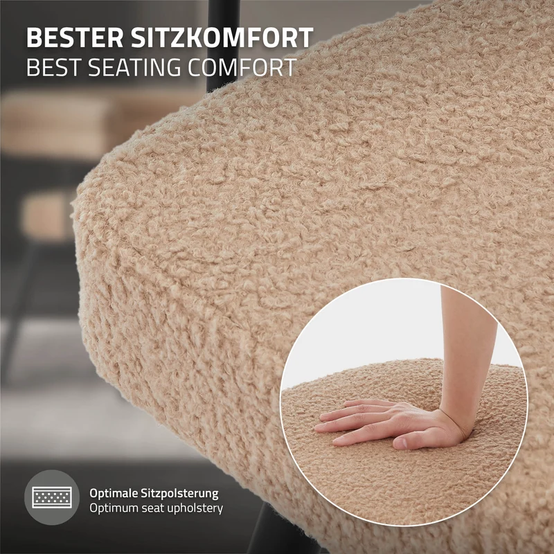 ML-Design | Esszimmerstühle Set 360° drehbar mit Armlehnen und Rückenlehnen, 63x55x75 cm in Teddy-Stoff, Küchenstuhl
