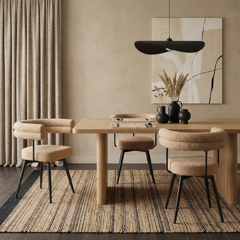 ML-Design | Esszimmerstühle Set 360° drehbar mit Armlehnen und Rückenlehnen, 63x55x75 cm in Teddy-Stoff, Küchenstuhl