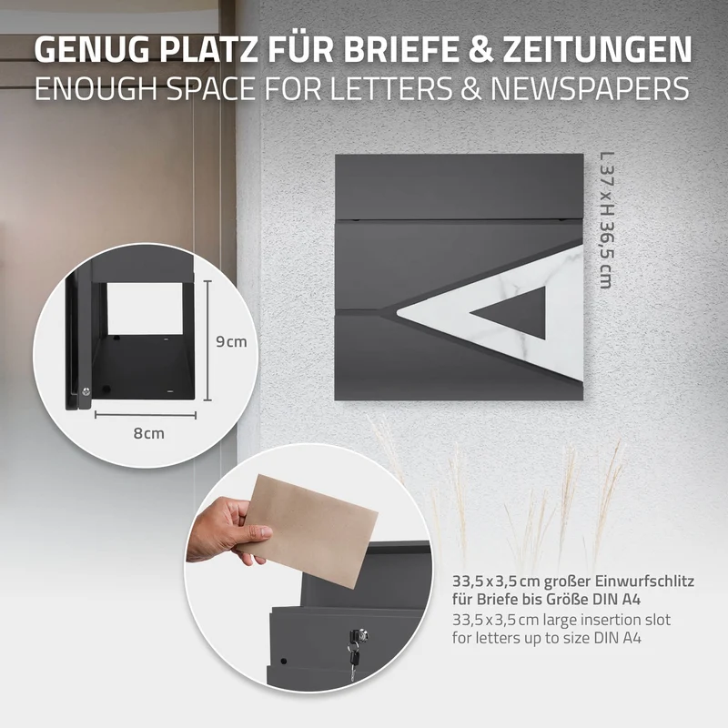 ML-DESIGN | Standbriefkasten freistehend in verschiedenen Designs 120 cm hoch Edelstahl Standfuß in Silber