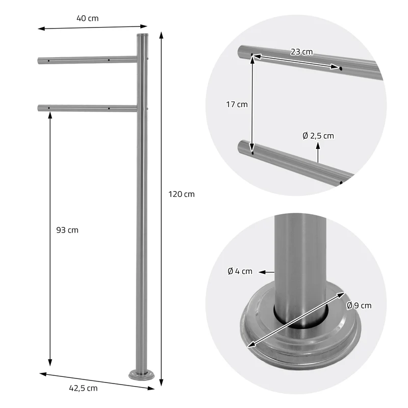 ML-DESIGN | Standbriefkasten freistehend in verschiedenen Designs 120 cm hoch Edelstahl Standfuß in Silber