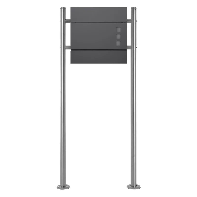 ML-DESIGN | Standbriefkasten freistehend in verschiedenen Designs 120 cm hoch Edelstahl Doppelter Standfuß in Silber