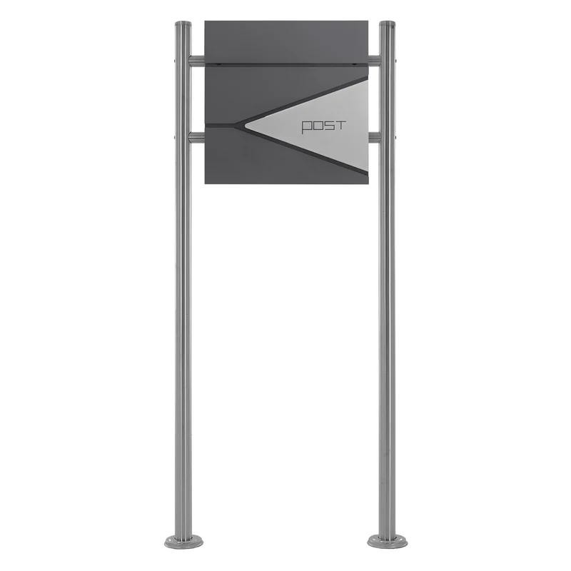 ML-DESIGN | Standbriefkasten freistehend in verschiedenen Designs 120 cm hoch Edelstahl Doppelter Standfuß in Silber