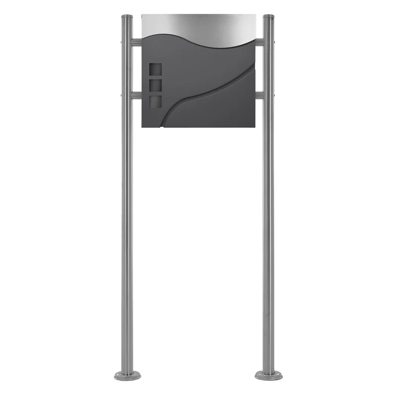 ML-DESIGN | Standbriefkasten freistehend in verschiedenen Designs 120 cm hoch Edelstahl Doppelter Standfuß in Silber