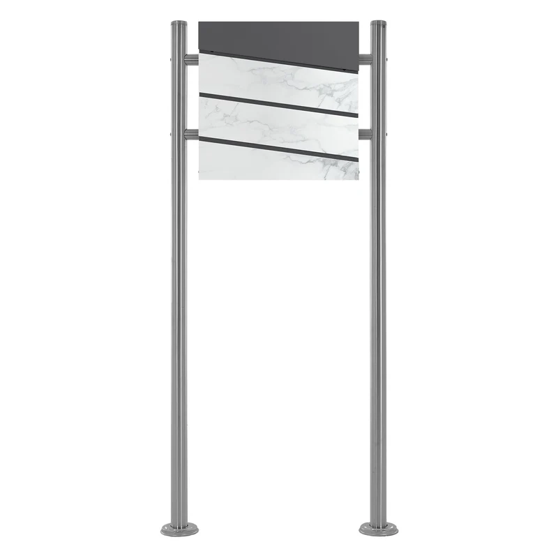 ML-DESIGN | Standbriefkasten freistehend in verschiedenen Designs 120 cm hoch Edelstahl Doppelter Standfuß in Silber