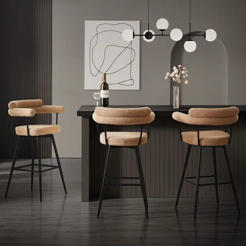 ML-Design | Barhocker Set 360° drehbar mit Armlehne, Rückenlehne und Fußstütze 61x103x55 cm bis 120 kg
