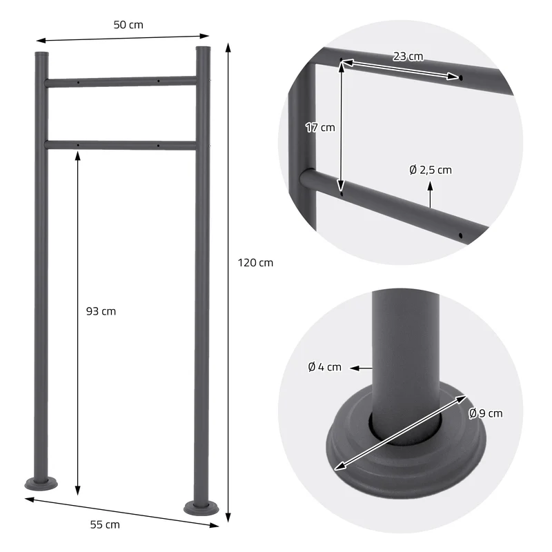 ML-DESIGN | Standbriefkasten freistehend in verschiedenen Designs 120 cm hoch Edelstahl Doppelter Standfuß in Anthrazit