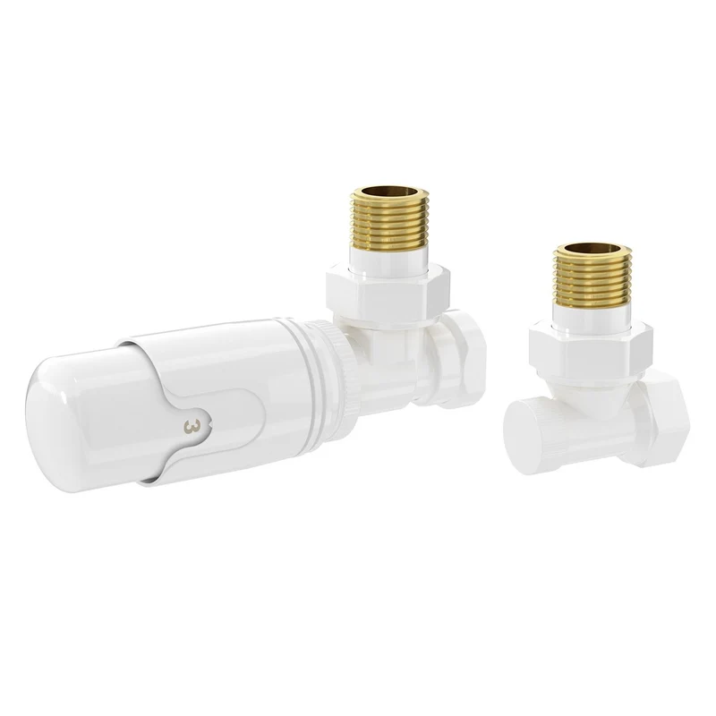 LuxeBath | Thermostatventil + Rücklaufverschraubung für Heizkörper 1/2" Eckform Thermostatkopf