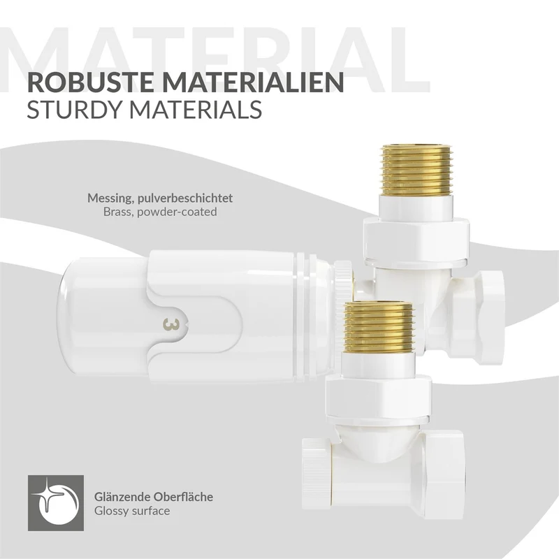 LuxeBath | Thermostatventil + Rücklaufverschraubung für Heizkörper 1/2" Eckform Thermostatkopf