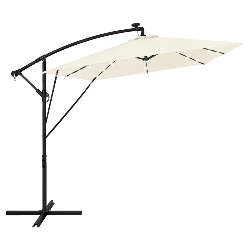 ML-Design | Ampelschirm mit Kurbel, Abdeckung & Ständer, 360°, Ø 330 cm, aus Aluminium, Rechteckig Sonnenschirm mit/ohne LED