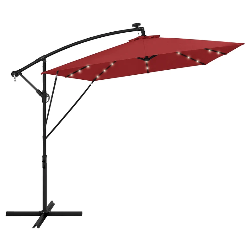 ML-Design | Ampelschirm mit Kurbel, Abdeckung & Ständer, 360°, Ø 330 cm, aus Aluminium, Rechteckig Sonnenschirm mit/ohne LED