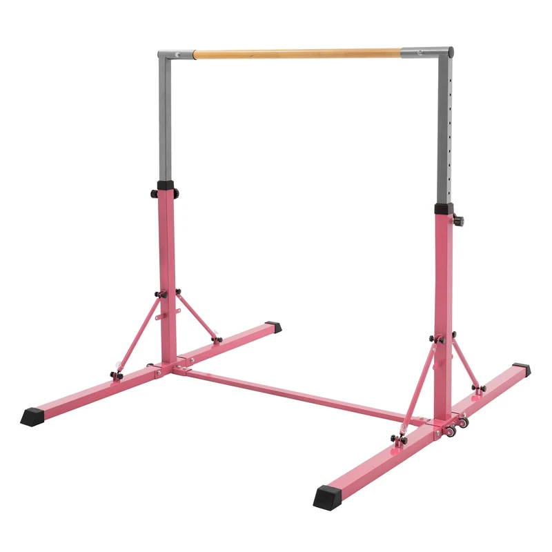 HAUKI | Gymnastik Turnreck faltbar, höhenverstellbar, 95,5-150 cm, Gymnastikstange für Kinder, Reckstange
