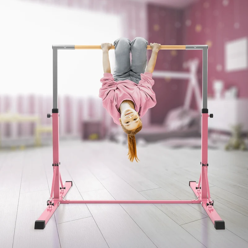 HAUKI | Gymnastik Turnreck faltbar, höhenverstellbar, 95,5-150 cm, Gymnastikstange für Kinder, Reckstange