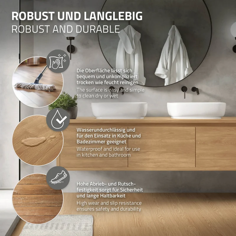 3x Deluxe PVC Klebevinylboden für 2,23 m² Eiche Sundance 2 mm dick ML-Design
