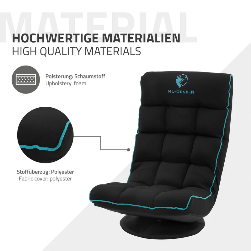 ML-Design | Gaming Bodenstuhl mit Kopfstütze 360° drehbar, 56 x 85 x 92 cm, Gaming Sessel