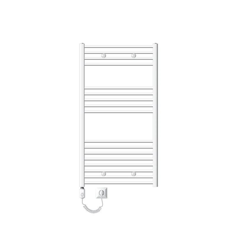Elektrischer Badheizkörper mit Heizstab 1200W 750x1200 mm Weiß gerade mit Seitenanschluss LuxeBath