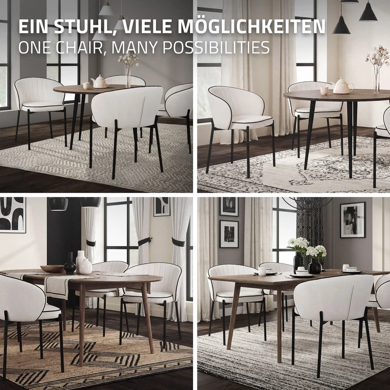 ML-Design | Esszimmerstühle Set in verschiedenen Farben mit Rücken- & Armlehne und Metallbeinen, 60x75x59 cm