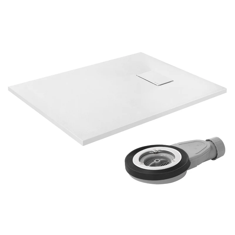 LuxeBath | Duschwanne mit Anti-Rutsch-Oberfläche und Ablaufgarnitur, extra flach, in verschiedenen Größen, aus SMC, Brausetasse Duschtasse