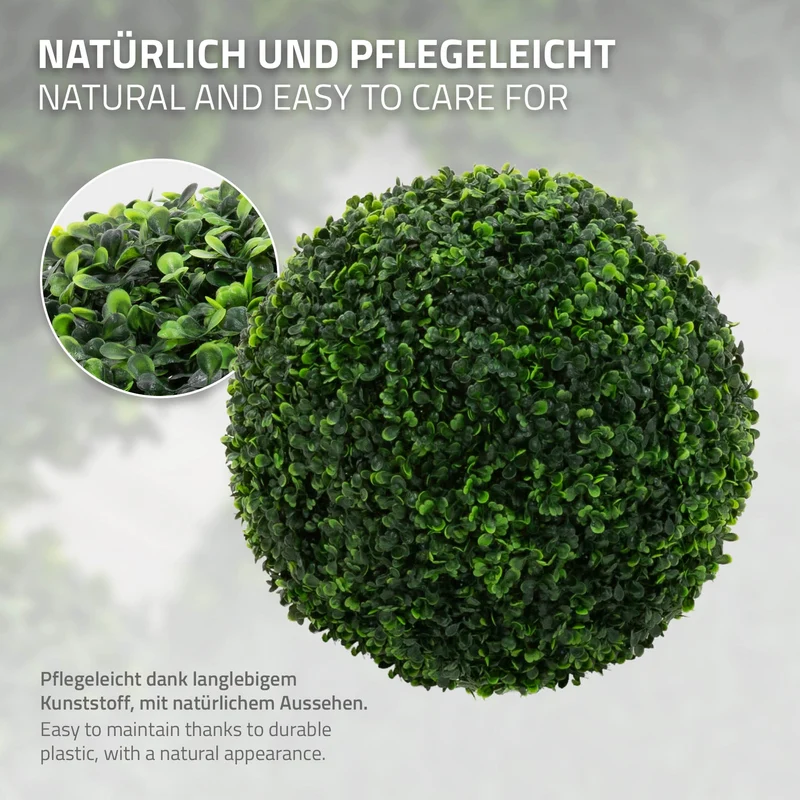 ML-Design | 2er Set Künstlicher Buchsbaumkugel Ø35/45 cm Pflegeleichte Deko Kunstpflanze