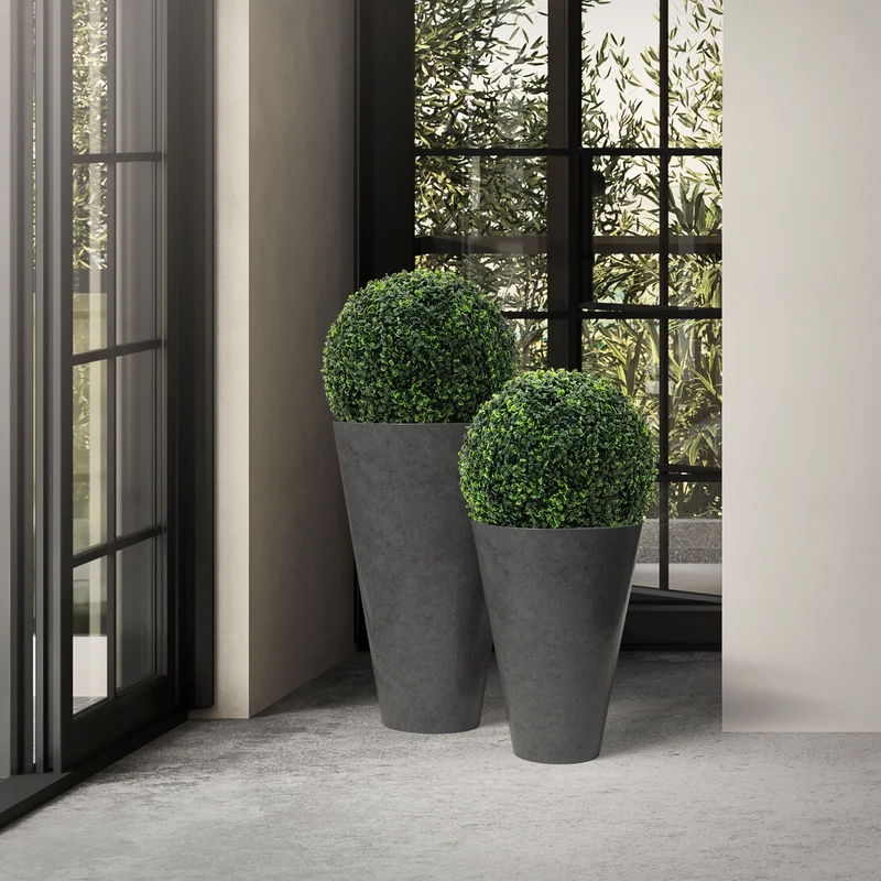 ML-Design | 2er Set Künstlicher Buchsbaumkugel Ø35/45 cm Pflegeleichte Deko Kunstpflanze