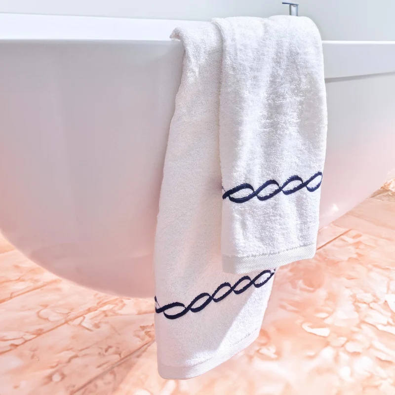 Telo da Bagno in Spugna di Cotone con Greca Ricamata - Zeus