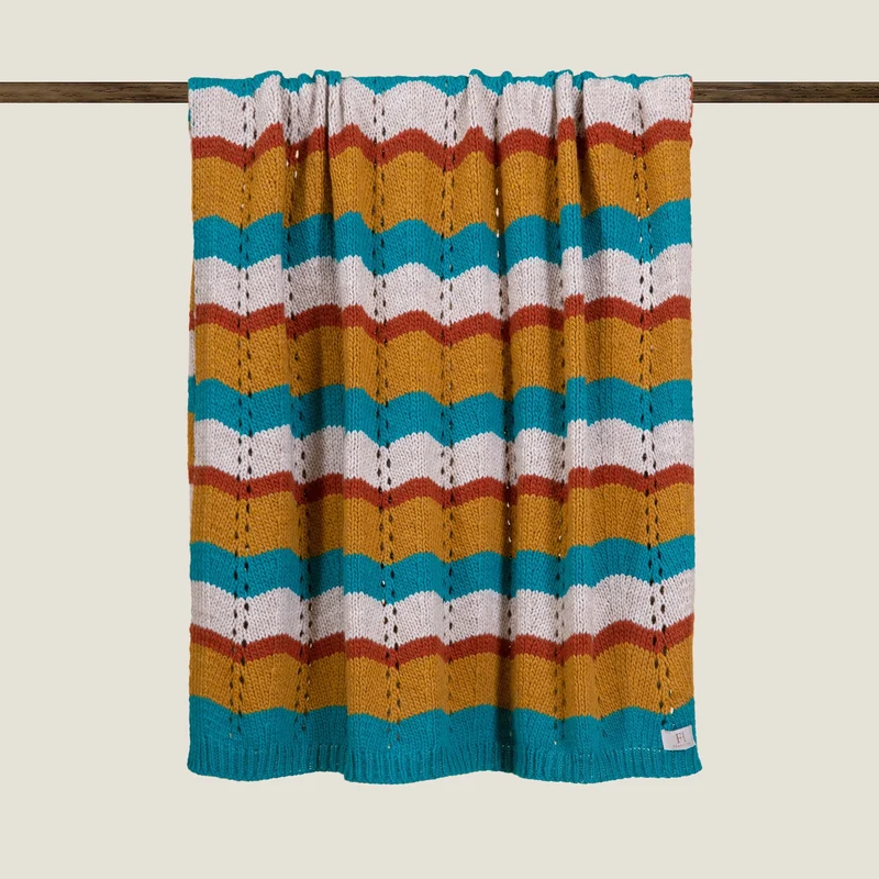 Plaid a Maglia in Misto Lana Fantasia - Carezze