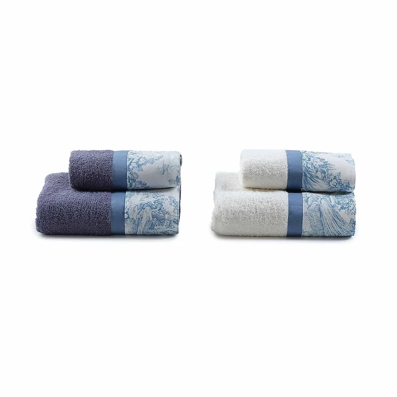Set 2 Coppie in Spugna di Cotone con Balza in Percalle - Jouy