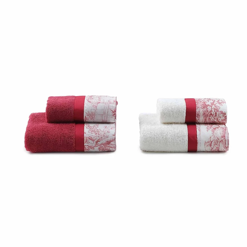 Set 2 Coppie in Spugna di Cotone con Balza in Percalle - Jouy