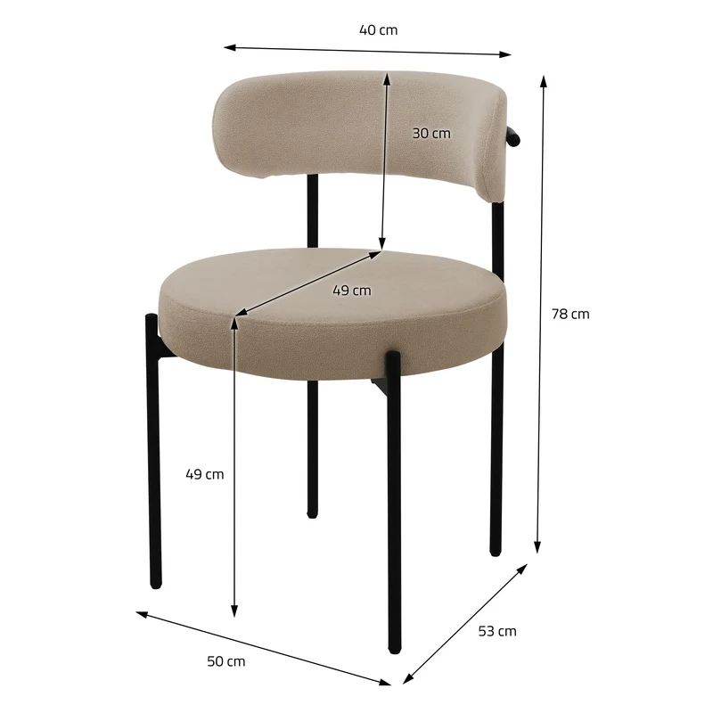 B-Ware Esszimmerstuhl 2er Set mit Teddystoff mit Rückenlehne Braun Küchenstuhl ML-Design