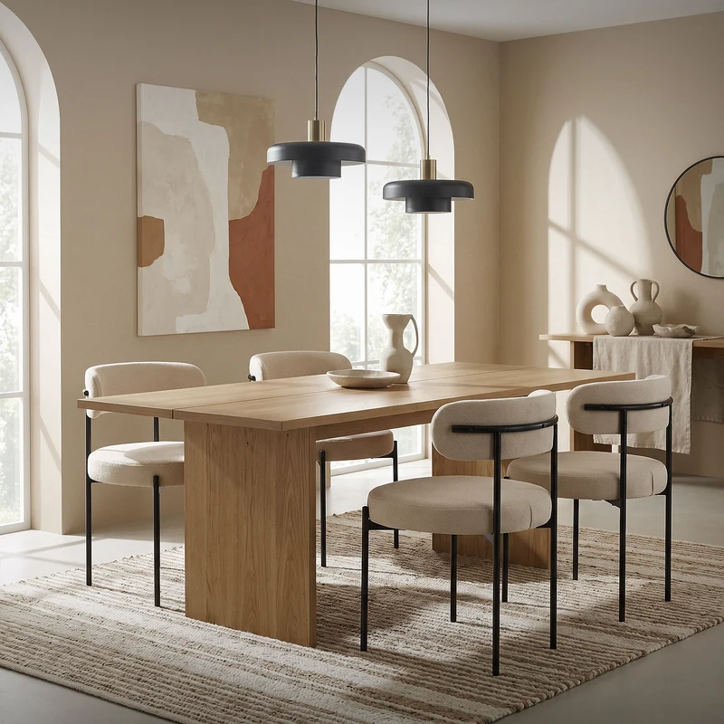 B-Ware Esszimmerstuhl 2er Set mit Teddystoff mit Rückenlehne Braun Küchenstuhl ML-Design
