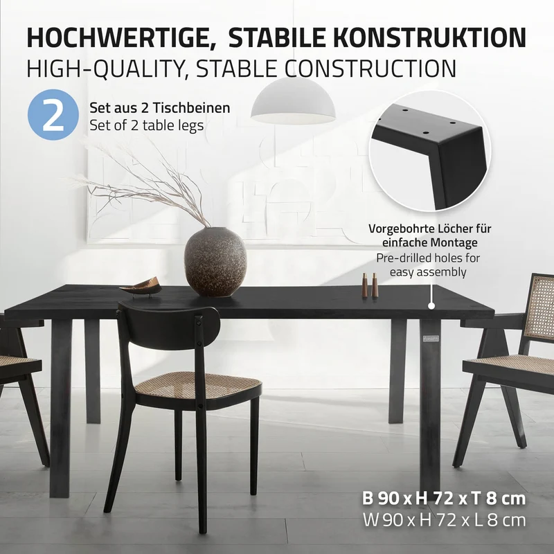 B-Ware Tischbeine 2er Set 90x72 cm Industrial aus Stahl ML-Design