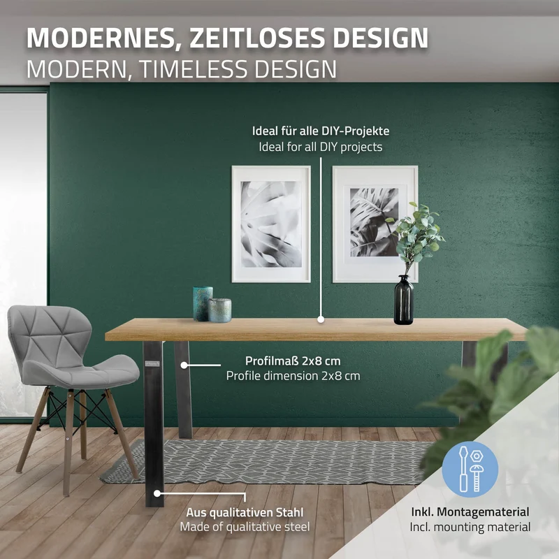 B-Ware Tischbeine 2er Set 90x72 cm Industrial aus Stahl ML-Design