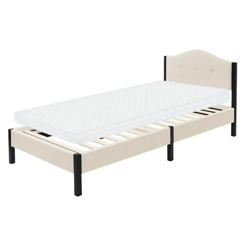 Polsterbett mit stabilem Bettgestell, gepolstertes Kopfteil & Lattenrost ML-Design