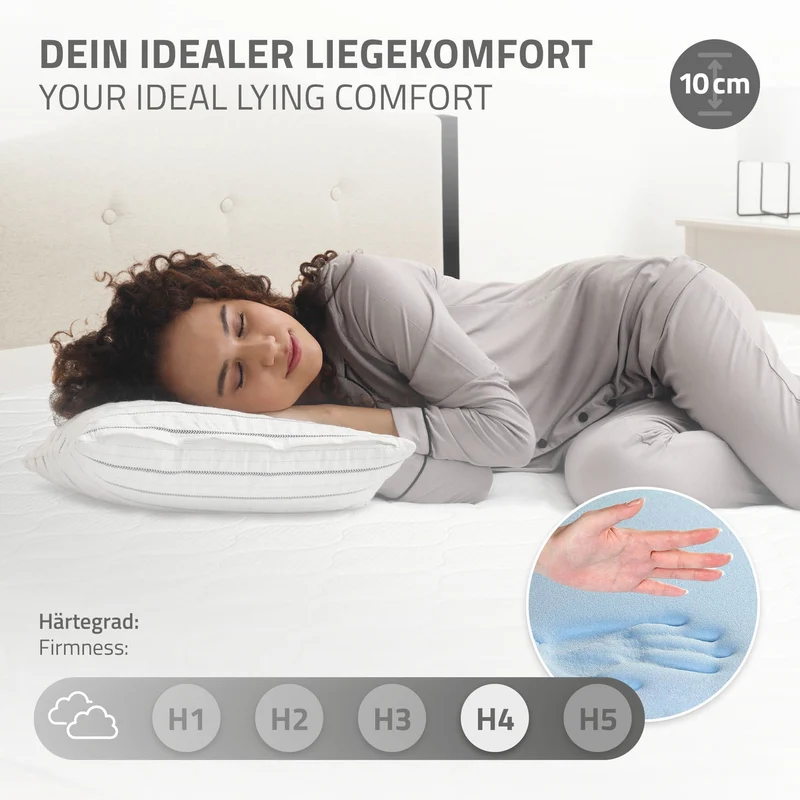 Polsterbett 90x200 cm mit Matratze H:10cm, Beige, Einzelbett mit stabilem Bettgestell, Bett mit gepolstertes Kopfteil & Lattenrost, Jugendbett ML-Design