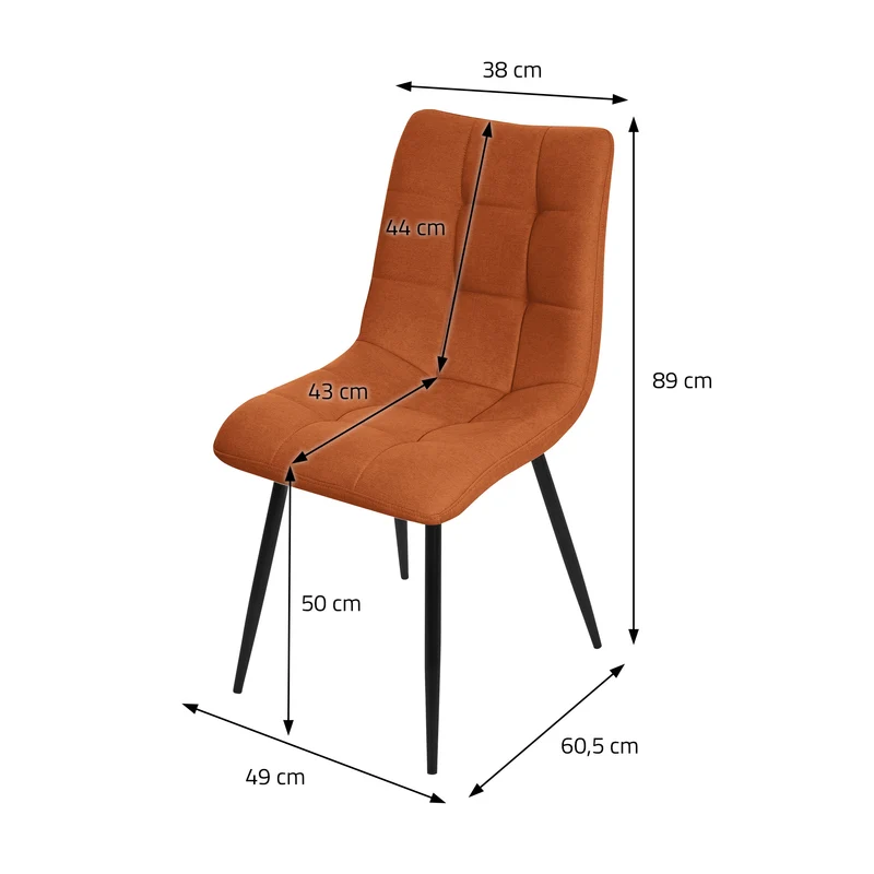 Esszimmerstühle 6er Set Orange Küchenstuhl mit Polyesterbezug und Stahlbeinen ML-Design