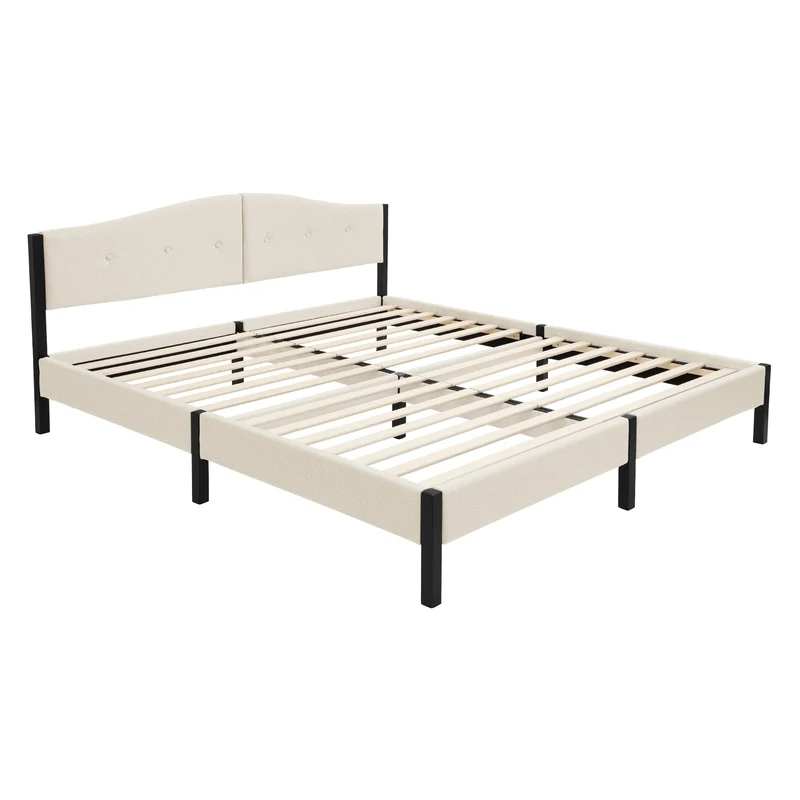 Polsterbett mit stabilem Bettgestell, gepolstertes Kopfteil & Lattenrost ML-Design