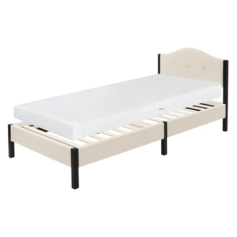 Polsterbett mit stabilem Bettgestell, gepolstertes Kopfteil & Lattenrost ML-Design