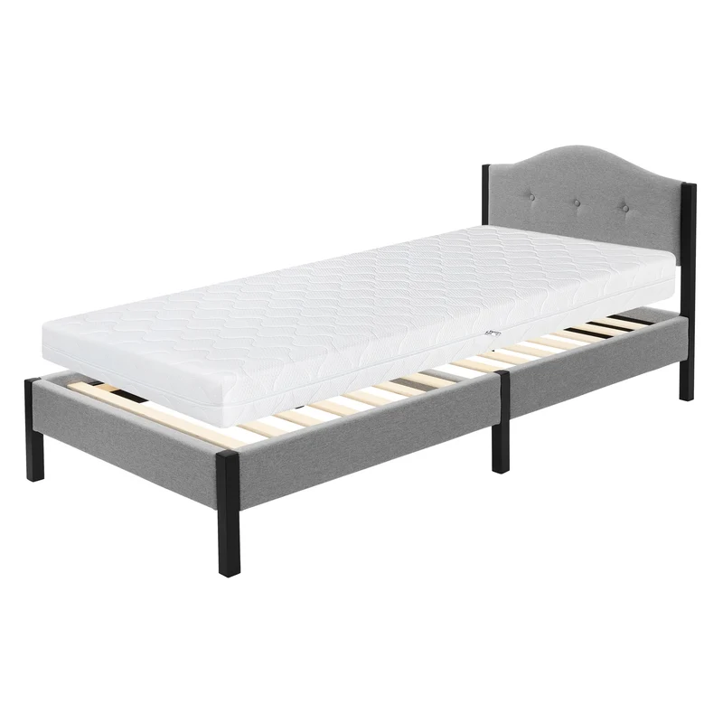 Polsterbett mit stabilem Bettgestell, gepolstertes Kopfteil & Lattenrost ML-Design