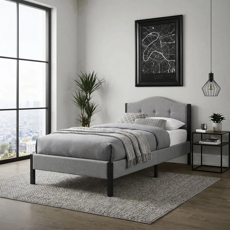 Polsterbett mit stabilem Bettgestell, gepolstertes Kopfteil & Lattenrost ML-Design