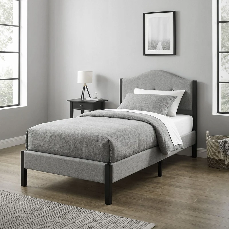 Polsterbett mit stabilem Bettgestell, gepolstertes Kopfteil & Lattenrost ML-Design