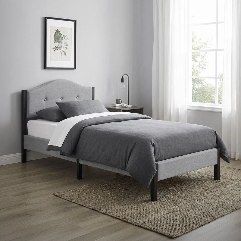 Polsterbett mit stabilem Bettgestell, gepolstertes Kopfteil & Lattenrost ML-Design