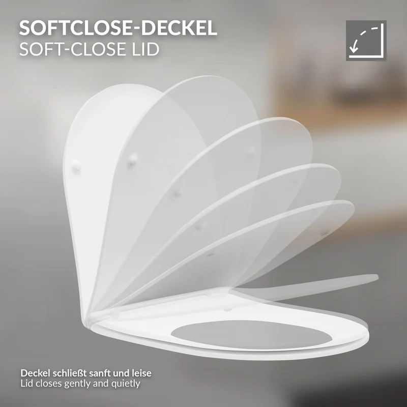 Wand-WC Hänge Toilette aus Keramik 54 cm lang Spülrandlos mit Nanoversiegelung & Softclose Luxebath