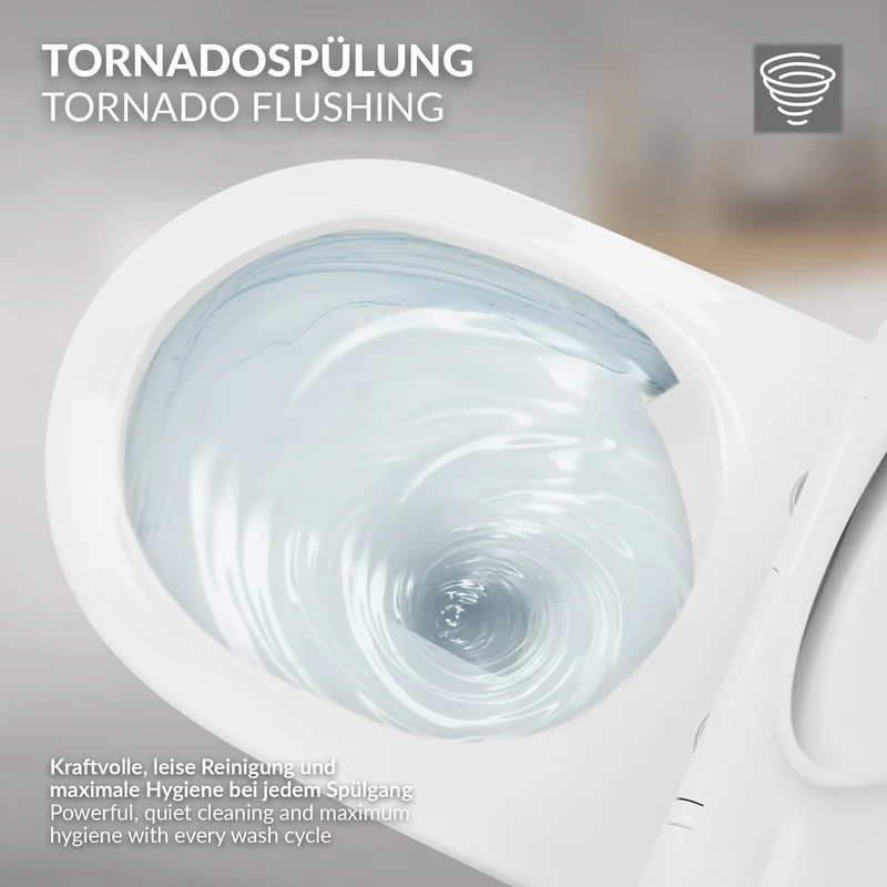 Wand-WC Hänge Toilette aus Keramik 54 cm lang Spülrandlos mit Nanoversiegelung & Softclose Luxebath