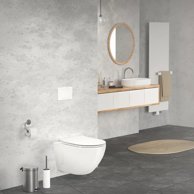 Wand-WC Hänge Toilette aus Keramik 54 cm lang Spülrandlos mit Nanoversiegelung & Softclose Luxebath