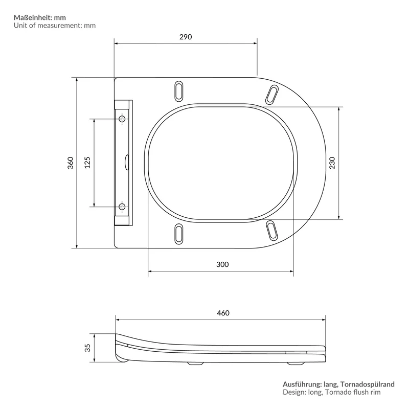 Wand-WC Hänge Toilette aus Keramik Matt Schwarz 54 cm lang Spülrandlos mit Nanoversiegelung & Softclose Luxebath