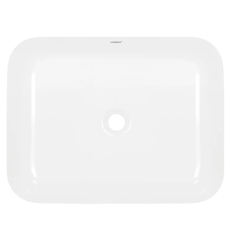 Waschbecken inkl. Ablaufgarnitur ohne Überlauf 50,5x39,5x13,5 cm Weiß aus Keramik LuxeBath